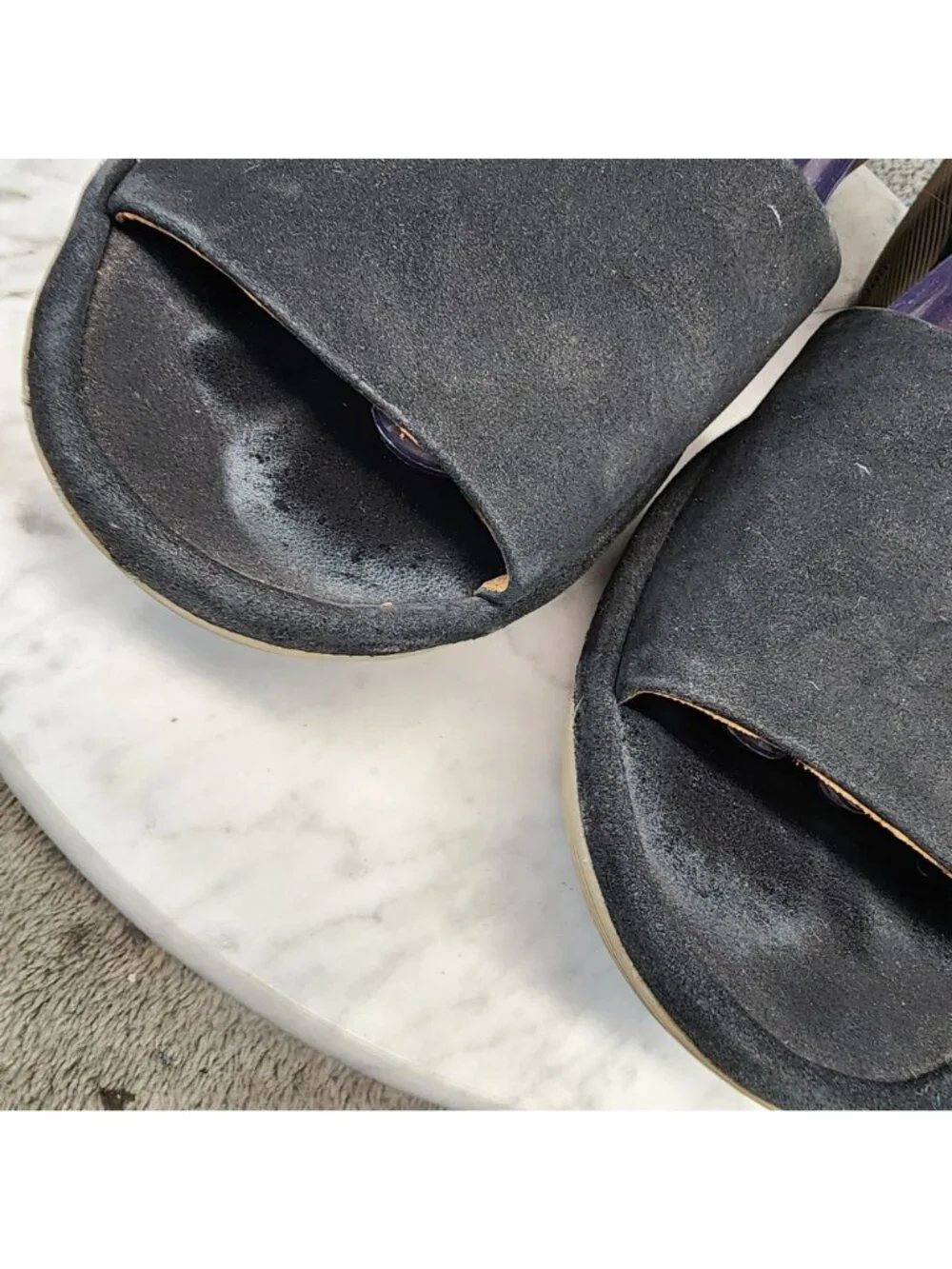 Clarks Shoes Womens Size 10 Black Nubuck Clarene Aluure Wedge Sandals *Read*